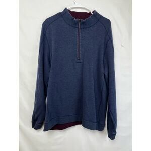 Tommy Bahama Men's XL Blue/Maroon Reversible 1/4 Zip Long Sleeve Sweater